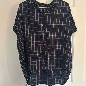 Navy Checkered Women's Top